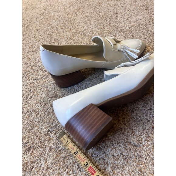 Marc Fisher Phylicia Loafers Womens 6.5 Cream Solid Tassle Chunky Heel Classic - Picture 11 of 11